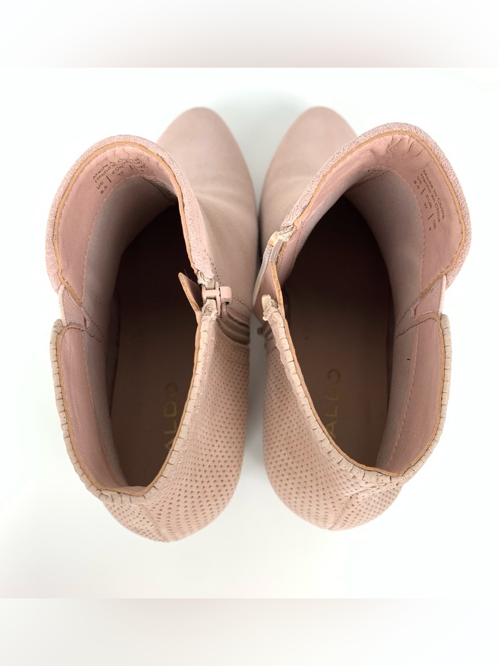 Ankle Boots Suede Leather Aldo Pink Chunky Heel Sz 6.5 US Romantic Light Fairy - Picture 13 of 16